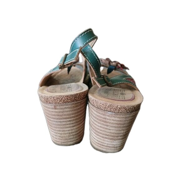 L'Artiste‎ By Spring Step Womens 9 leather Heels Multicolor Floral Slingback - Picture 4 of 7